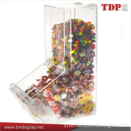4 Gallon Wholesales wall mounted supermarket plastic mini bulk candy dispenser Acrylic Candy Bin with Scoop Holder, Magnetic Lid